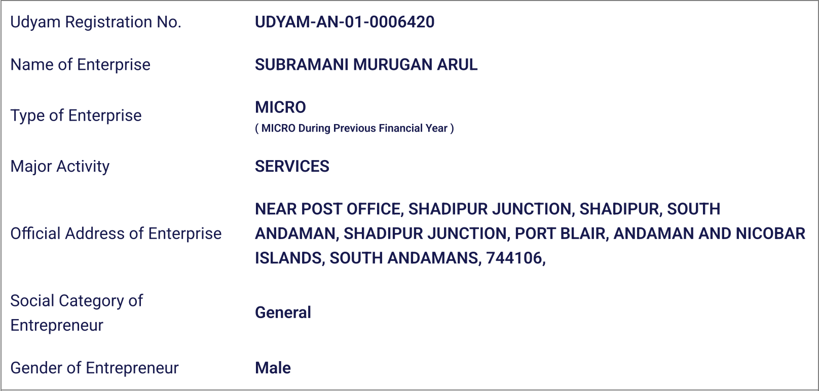 Udyam Registration Certificate